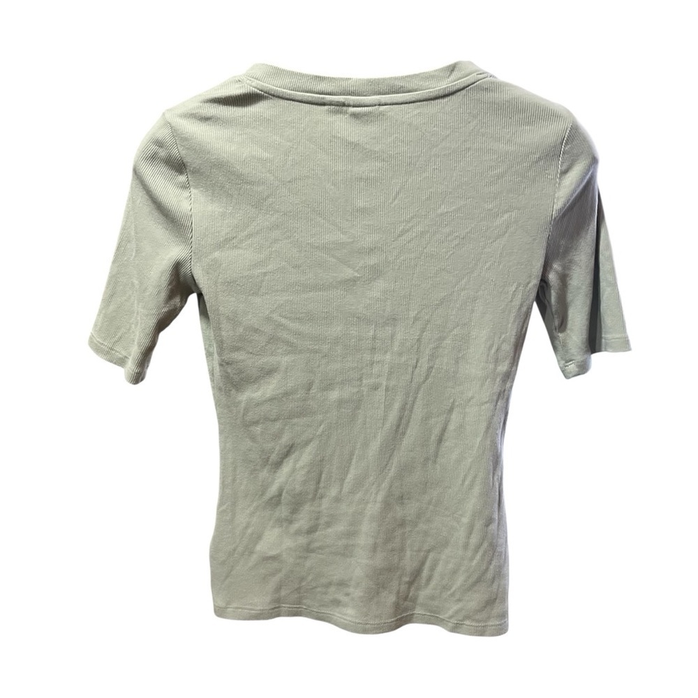 GAP~ Women’s Ribbed Short Sleeve Henley in Desert Sage Green XS - Picture 5 of 9